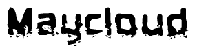The image contains the word Maycloud in a stylized font with a static looking effect at the bottom of the words