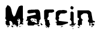 The image contains the word Marcin in a stylized font with a static looking effect at the bottom of the words