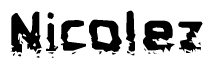 The image contains the word Nicolez in a stylized font with a static looking effect at the bottom of the words