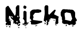 The image contains the word Nicko in a stylized font with a static looking effect at the bottom of the words