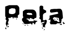 The image contains the word Peta in a stylized font with a static looking effect at the bottom of the words