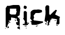   The image contains the word Rick in a stylized font with a static looking effect at the bottom of the words 