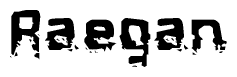 The image contains the word Raegan in a stylized font with a static looking effect at the bottom of the words