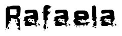 The image contains the word Rafaela in a stylized font with a static looking effect at the bottom of the words