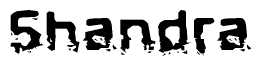 The image contains the word Shandra in a stylized font with a static looking effect at the bottom of the words