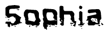 This nametag says Sophia, and has a static looking effect at the bottom of the words. The words are in a stylized font.