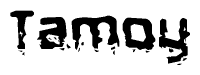 The image contains the word Tamoy in a stylized font with a static looking effect at the bottom of the words