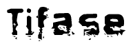 This nametag says Tifase, and has a static looking effect at the bottom of the words. The words are in a stylized font.