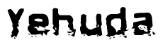 The image contains the word Yehuda in a stylized font with a static looking effect at the bottom of the words