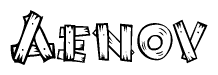 The clipart image shows the name Aenov stylized to look like it is constructed out of separate wooden planks or boards, with each letter having wood grain and plank-like details.