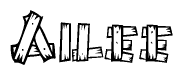 The clipart image shows the name Ailee stylized to look like it is constructed out of separate wooden planks or boards, with each letter having wood grain and plank-like details.