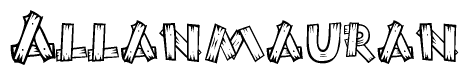The image contains the name Allanmauran written in a decorative, stylized font with a hand-drawn appearance. The lines are made up of what appears to be planks of wood, which are nailed together