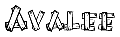 The clipart image shows the name Avalee stylized to look like it is constructed out of separate wooden planks or boards, with each letter having wood grain and plank-like details.