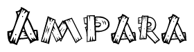 The clipart image shows the name Ampara stylized to look like it is constructed out of separate wooden planks or boards, with each letter having wood grain and plank-like details.