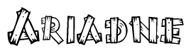 The image contains the name Ariadne written in a decorative, stylized font with a hand-drawn appearance. The lines are made up of what appears to be planks of wood, which are nailed together