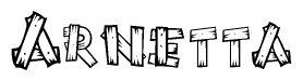 The image contains the name Arnetta written in a decorative, stylized font with a hand-drawn appearance. The lines are made up of what appears to be planks of wood, which are nailed together