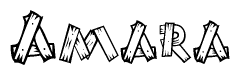 The clipart image shows the name Amara stylized to look like it is constructed out of separate wooden planks or boards, with each letter having wood grain and plank-like details.