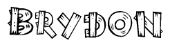 The clipart image shows the name Brydon stylized to look as if it has been constructed out of wooden planks or logs. Each letter is designed to resemble pieces of wood.