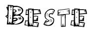 The image contains the name Beste written in a decorative, stylized font with a hand-drawn appearance. The lines are made up of what appears to be planks of wood, which are nailed together