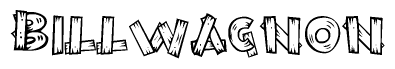 The clipart image shows the name Billwagnon stylized to look like it is constructed out of separate wooden planks or boards, with each letter having wood grain and plank-like details.