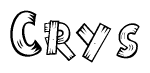 The image contains the name Crys written in a decorative, stylized font with a hand-drawn appearance. The lines are made up of what appears to be planks of wood, which are nailed together
