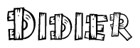 The image contains the name Didier written in a decorative, stylized font with a hand-drawn appearance. The lines are made up of what appears to be planks of wood, which are nailed together