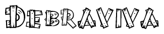 The clipart image shows the name Debraviva stylized to look as if it has been constructed out of wooden planks or logs. Each letter is designed to resemble pieces of wood.