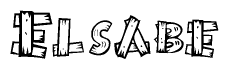 The clipart image shows the name Elsabe stylized to look like it is constructed out of separate wooden planks or boards, with each letter having wood grain and plank-like details.