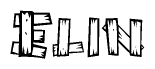 The image contains the name Elin written in a decorative, stylized font with a hand-drawn appearance. The lines are made up of what appears to be planks of wood, which are nailed together