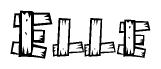 The image contains the name Elle written in a decorative, stylized font with a hand-drawn appearance. The lines are made up of what appears to be planks of wood, which are nailed together