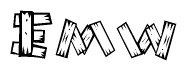The clipart image shows the name Emw stylized to look like it is constructed out of separate wooden planks or boards, with each letter having wood grain and plank-like details.