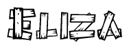 The clipart image shows the name Eliza stylized to look like it is constructed out of separate wooden planks or boards, with each letter having wood grain and plank-like details.