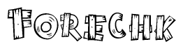 The clipart image shows the name Forechk stylized to look like it is constructed out of separate wooden planks or boards, with each letter having wood grain and plank-like details.