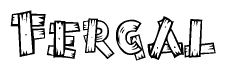 The clipart image shows the name Fergal stylized to look like it is constructed out of separate wooden planks or boards, with each letter having wood grain and plank-like details.