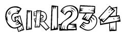 The clipart image shows the name Gir1234 stylized to look like it is constructed out of separate wooden planks or boards, with each letter having wood grain and plank-like details.