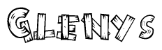 The clipart image shows the name Glenys stylized to look like it is constructed out of separate wooden planks or boards, with each letter having wood grain and plank-like details.