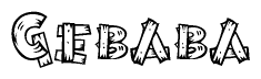 The clipart image shows the name Gebaba stylized to look like it is constructed out of separate wooden planks or boards, with each letter having wood grain and plank-like details.