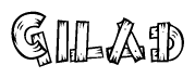 The clipart image shows the name Gilad stylized to look like it is constructed out of separate wooden planks or boards, with each letter having wood grain and plank-like details.
