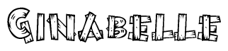The clipart image shows the name Ginabelle stylized to look like it is constructed out of separate wooden planks or boards, with each letter having wood grain and plank-like details.