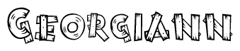 The clipart image shows the name Georgiann stylized to look as if it has been constructed out of wooden planks or logs. Each letter is designed to resemble pieces of wood.