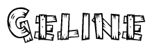 The clipart image shows the name Geline stylized to look like it is constructed out of separate wooden planks or boards, with each letter having wood grain and plank-like details.