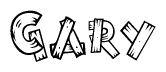 The clipart image shows the name Gary stylized to look as if it has been constructed out of wooden planks or logs. Each letter is designed to resemble pieces of wood.