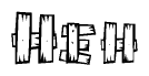 The clipart image shows the name Heh stylized to look as if it has been constructed out of wooden planks or logs. Each letter is designed to resemble pieces of wood.