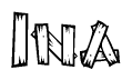 The clipart image shows the name Ina stylized to look as if it has been constructed out of wooden planks or logs. Each letter is designed to resemble pieces of wood.