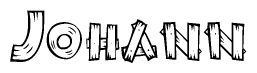 The clipart image shows the name Johann stylized to look as if it has been constructed out of wooden planks or logs. Each letter is designed to resemble pieces of wood.