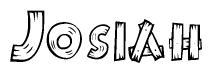 The clipart image shows the name Josiah stylized to look like it is constructed out of separate wooden planks or boards, with each letter having wood grain and plank-like details.