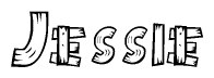 The image contains the name Jessie written in a decorative, stylized font with a hand-drawn appearance. The lines are made up of what appears to be planks of wood, which are nailed together