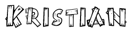 The image contains the name Kristian written in a decorative, stylized font with a hand-drawn appearance. The lines are made up of what appears to be planks of wood, which are nailed together