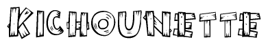 The clipart image shows the name Kichounette stylized to look like it is constructed out of separate wooden planks or boards, with each letter having wood grain and plank-like details.
