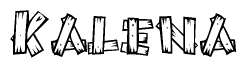 The image contains the name Kalena written in a decorative, stylized font with a hand-drawn appearance. The lines are made up of what appears to be planks of wood, which are nailed together